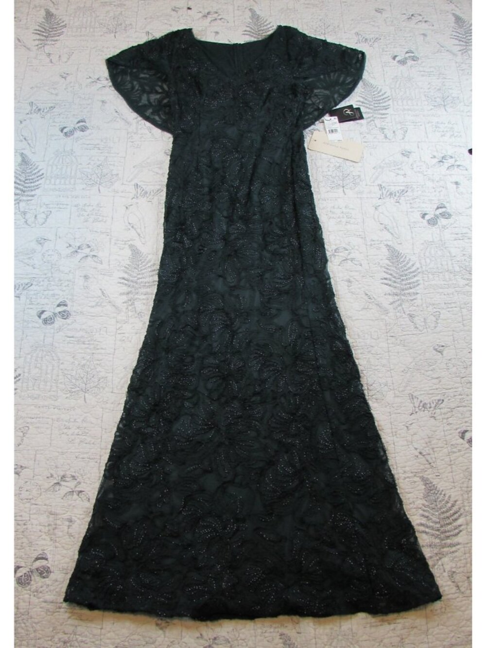 NEW $289 Adrianna Papell Beaded Cape Gown Wedding guest mother bride groom 4